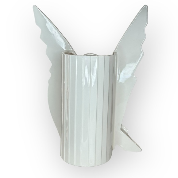 Very Rare Fitz & Floyd All White Pottery Birds Vase - Picture 5 of 10